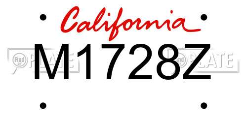 M1728Z California License Plate