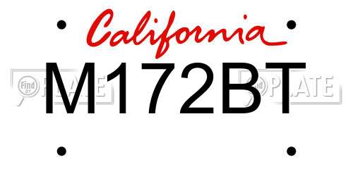 M172BT California License Plate