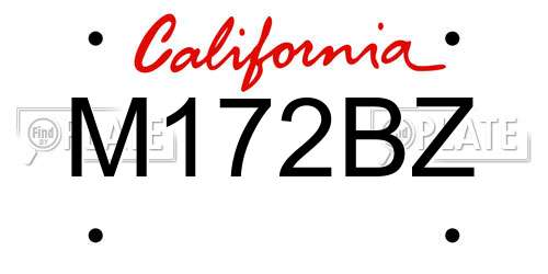 M172BZ California License Plate