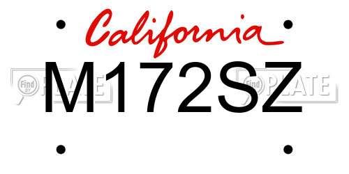 M172SZ California License Plate