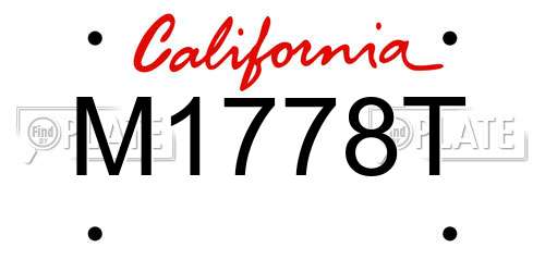 M1778T California License Plate
