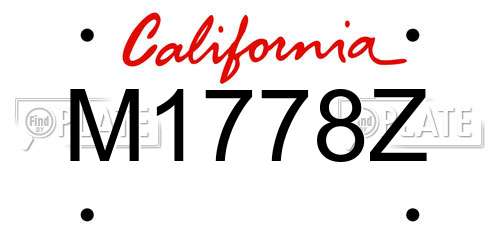 M1778Z California License Plate