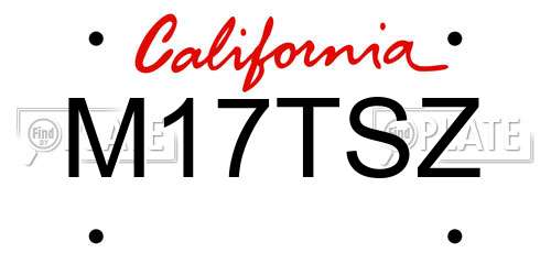 M17TSZ California License Plate