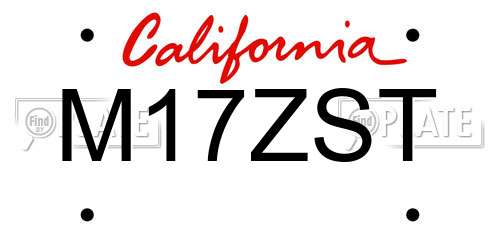 M17ZST California License Plate