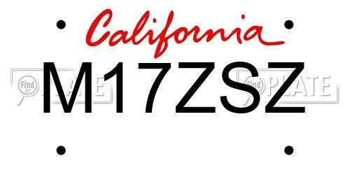 M17ZSZ California License Plate