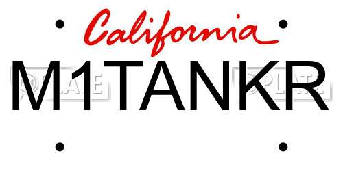 M1TANKR California License Plate