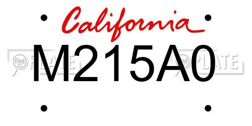 M215A0 California License Plate
