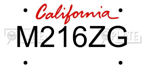M216ZG California License Plate