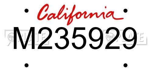 M235929 California License Plate