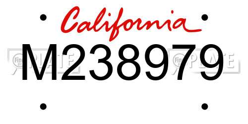 M238979 California License Plate