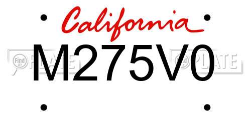M275V0 California License Plate