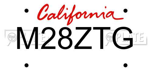 M28ZTG California License Plate