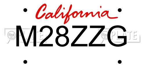 M28ZZG California License Plate