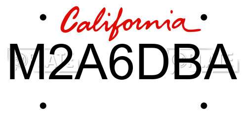 M2A6DBA California License Plate