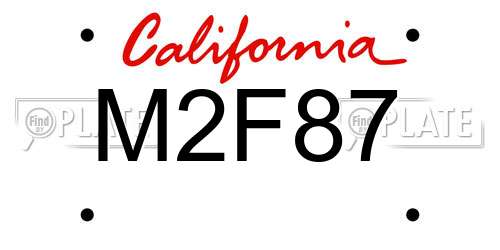 M2F87 California License Plate