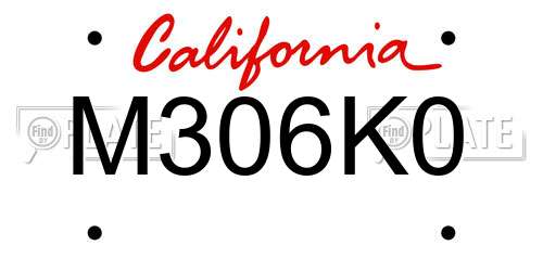 M306K0 California License Plate