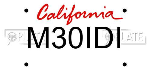 M30IDI California License Plate