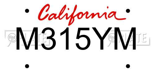 M315YM California License Plate
