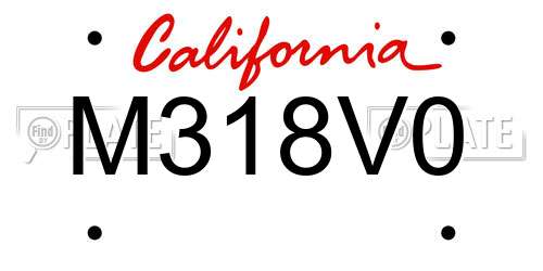 M318V0 California License Plate