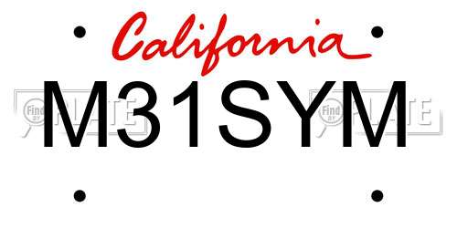 M31SYM California License Plate