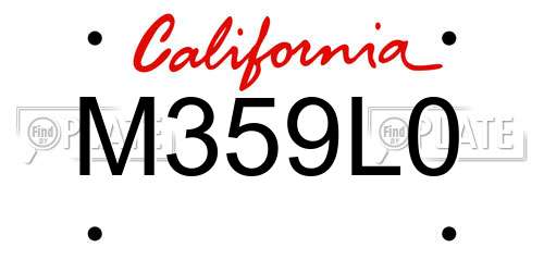 M359L0 California License Plate