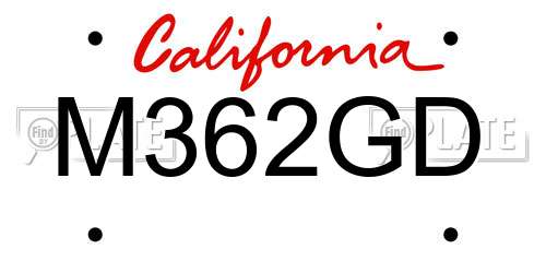 M362GD California License Plate