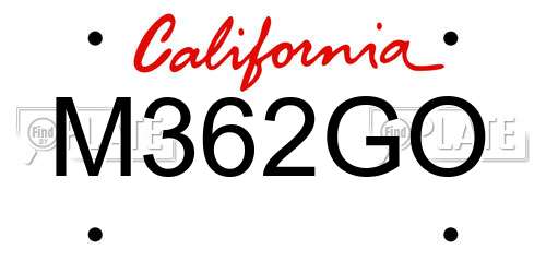 M362GO California License Plate