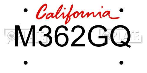 M362GQ California License Plate