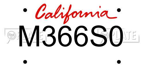 M366S0 California License Plate