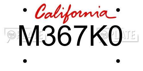 M367K0 California License Plate