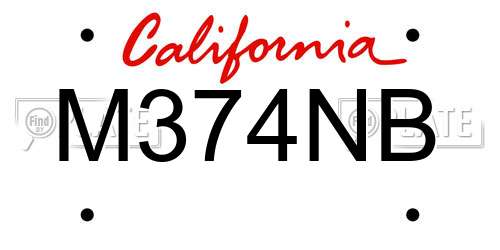 M374NB California License Plate
