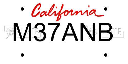 M37ANB California License Plate