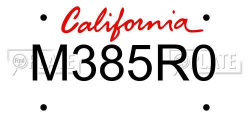 M385R0 California License Plate
