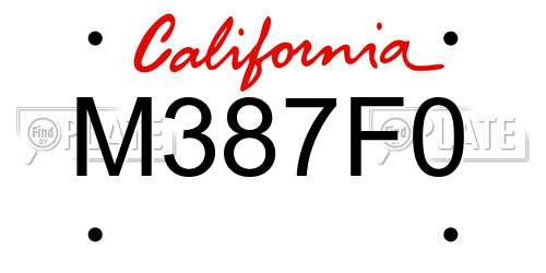 M387F0 California License Plate