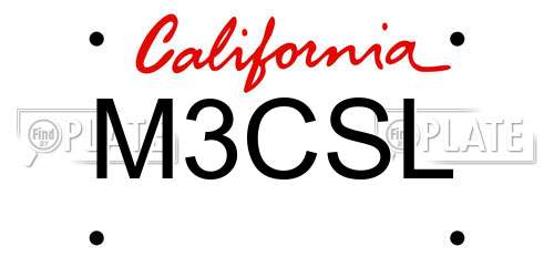 M3CSL California License Plate