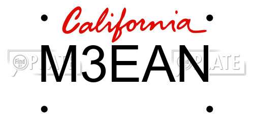 M3EAN California License Plate