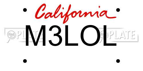 M3LOL California License Plate