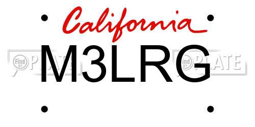 M3LRG California License Plate