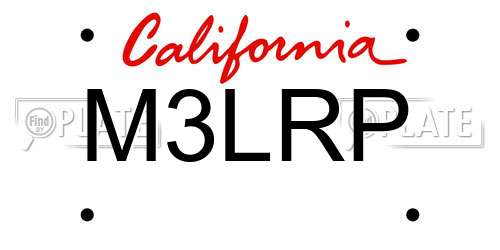 M3LRP California License Plate