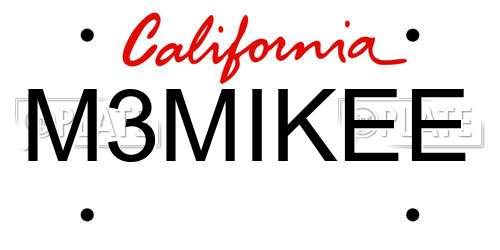 M3MIKEE California License Plate