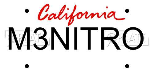 M3NITRO California License Plate