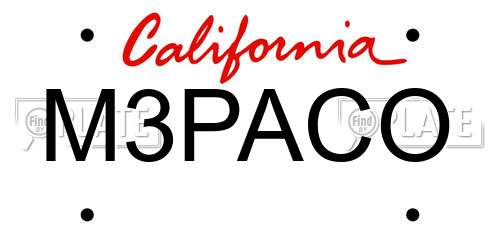 M3PACO California License Plate