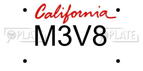 M3V8 California License Plate