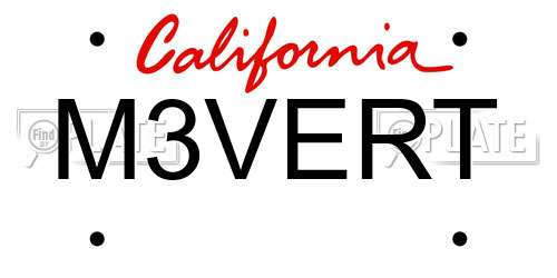 M3VERT California License Plate