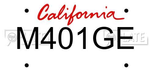 M401GE California License Plate