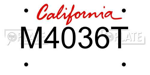 M4036T California License Plate