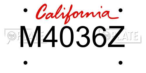 M4036Z California License Plate
