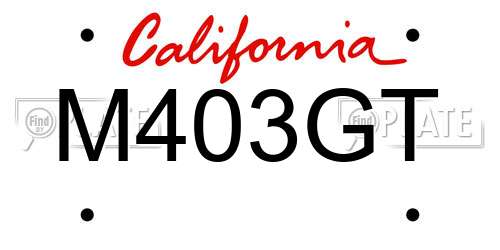 M403GT California License Plate