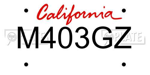 M403GZ California License Plate