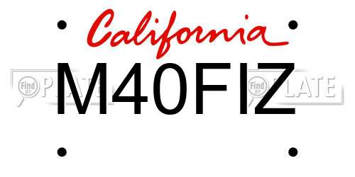 M40FIZ California License Plate